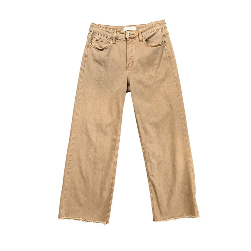 Vervet Jeans Womens 27 Latte Wide Leg Cropped Raw Frayed Hem Stretch Pockets